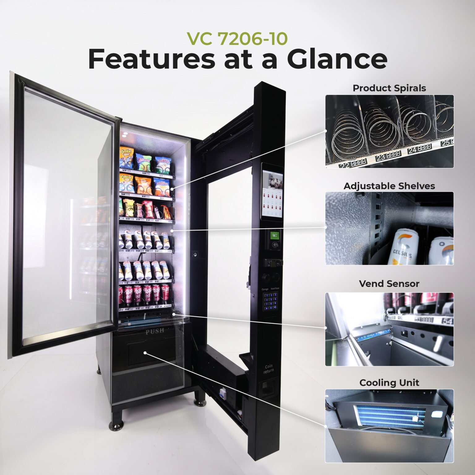VC 7206-10C Small Black Refrigerated Combo Machine w/10” Touchscreen - Image 3