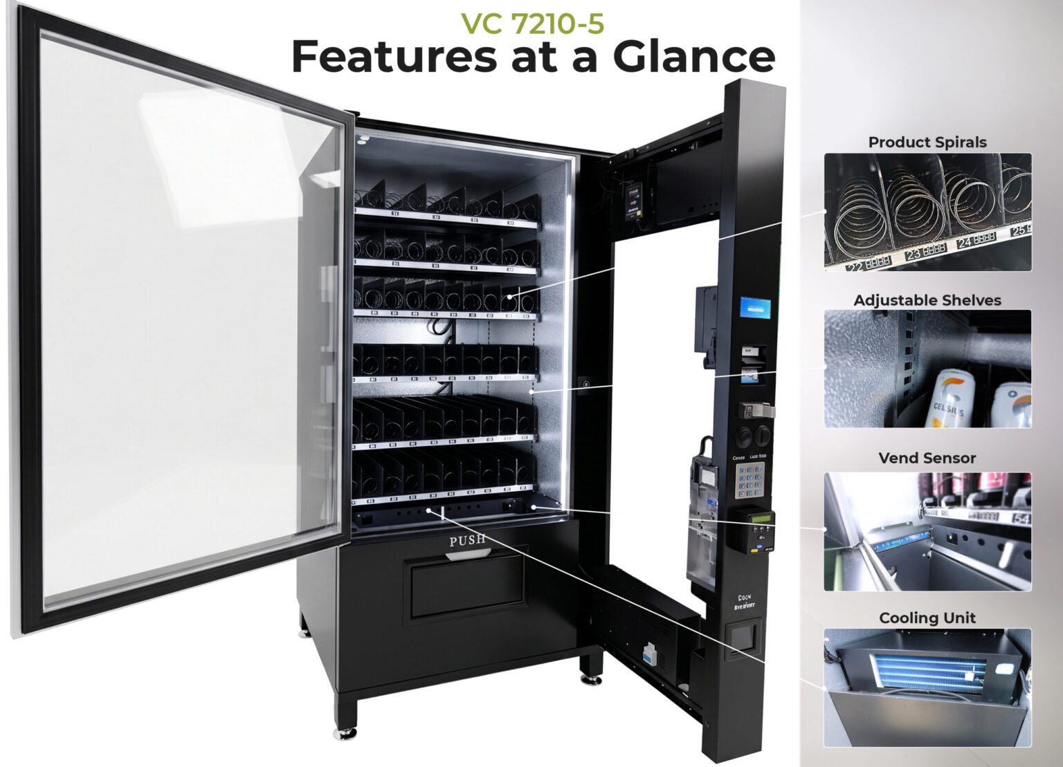 VC 7210-5C Large Black Refrigerated Combo Machine - Image 3